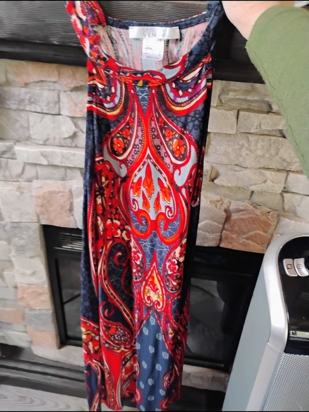 VENUS Red and Navy Paisley Dress To Knee